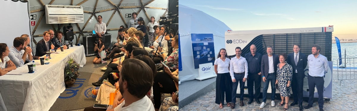 Picture of Louis Blanchard with Energy Observer CEO Victorien Errussard and Qair Brasil CEO Jorge Borrel at Energy Observer Fortaleza stopover press conference