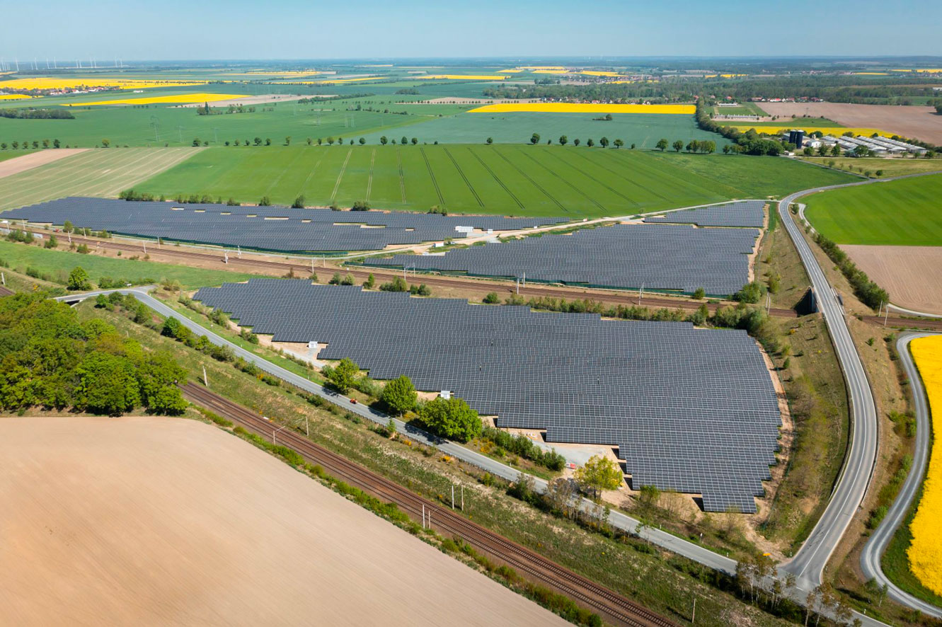 Picture of Qair's Solar and battery storage power plant in Priestewitz, Germany.