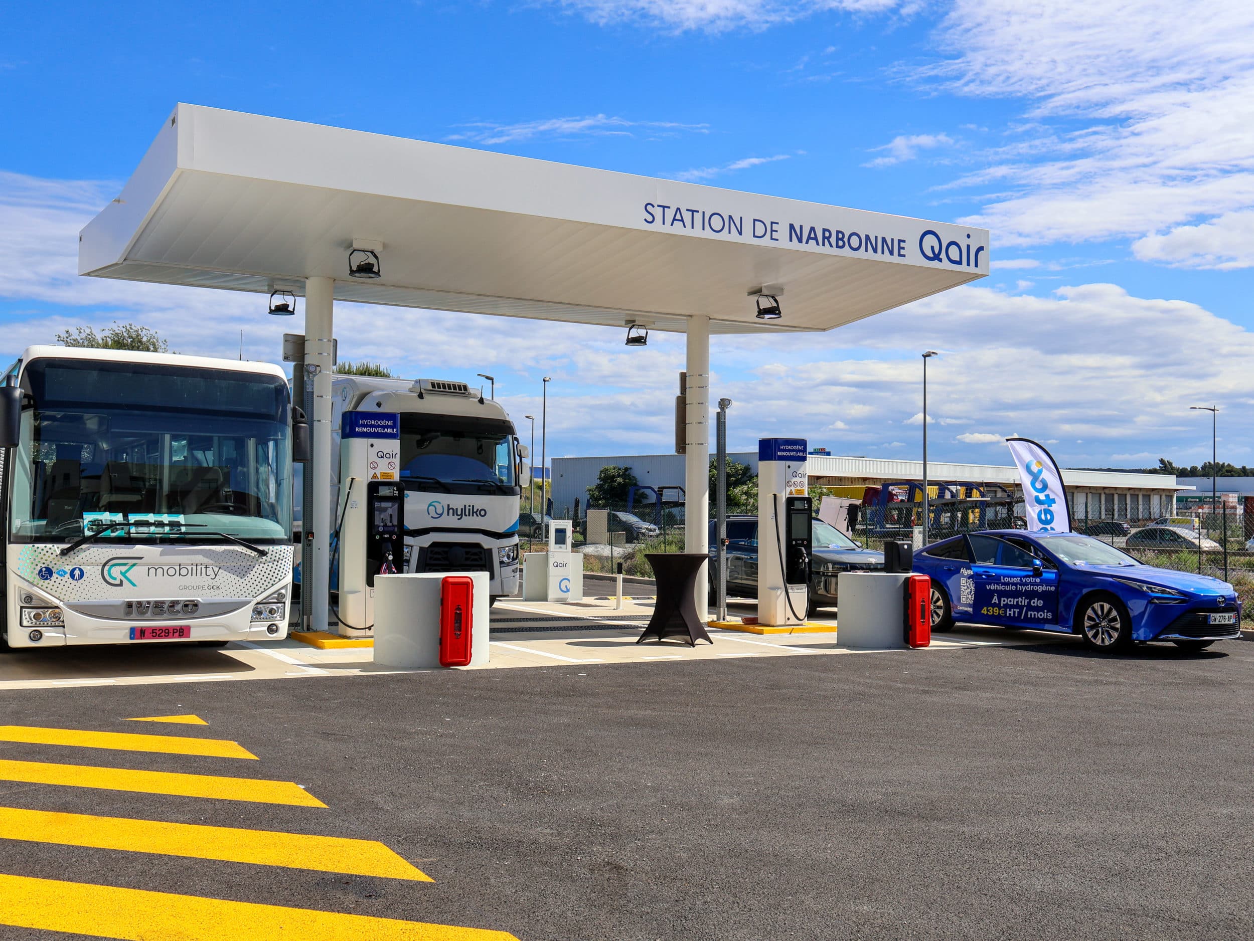 Picture of Qair's renewable hydrogen station in Narbonne, France