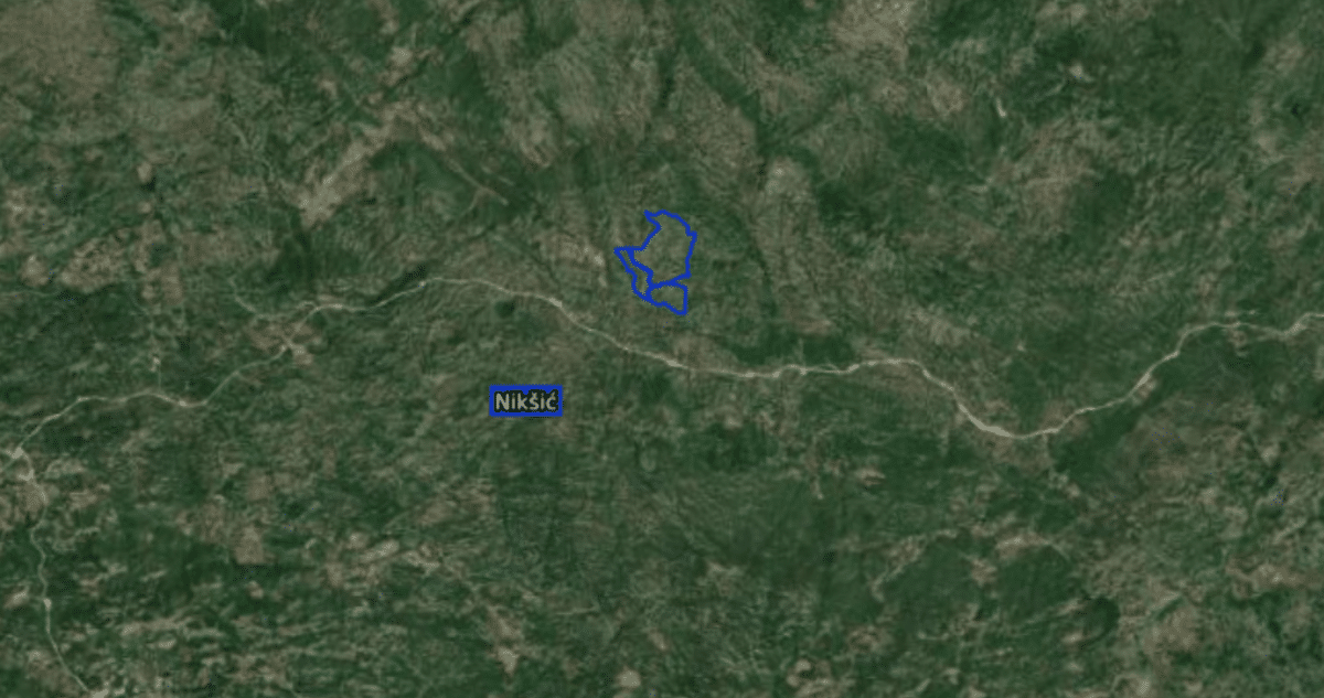 map of the future construction site for the Rudine solar project, developed by Qair in the municipality of Nikšić, Montenegro