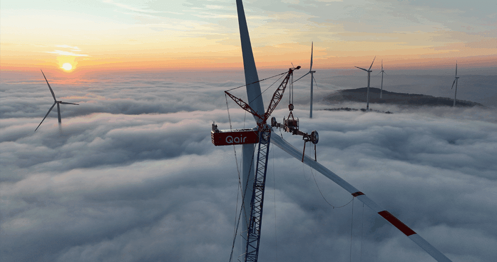 wind turbines being built
